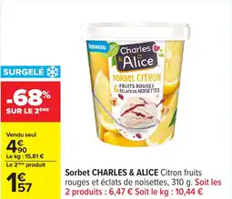Carrefour Sorbet charles & alice offre
