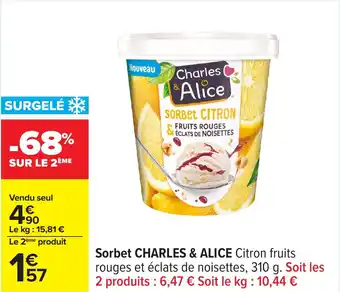 Carrefour Sorbet charles & alice offre