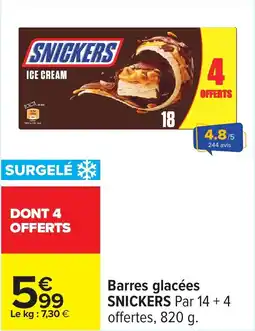 Carrefour Barres glacées snickers offre