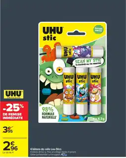 Carrefour UHU 4 bâtons de colle Lou-Stics offre