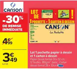 Carrefour Lot 1 pochette papier à dessin et 1 carton à dessin offre