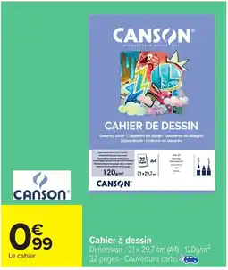 Carrefour CANSON Cahier à dessin offre