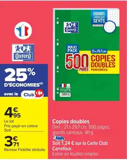 Carrefour OXFORD Copies doubles offre