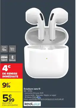 Carrefour Ecouteurs sans fil offre