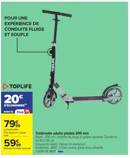 Carrefour TOPLIFE Trottinette adulte pliable 200 mm offre