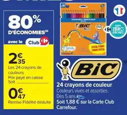 Carrefour BIC Kids 24 crayons de couleur offre