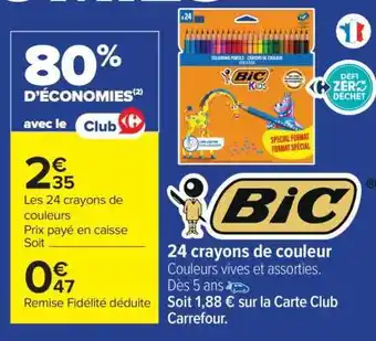 Carrefour BIC Kids 24 crayons de couleur offre