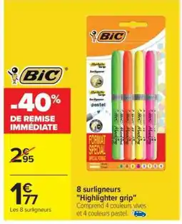Carrefour 8 surligneurs Highlighter grip offre