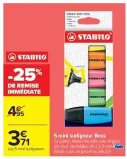 Carrefour 5 mini surligneur Boss offre