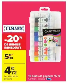 Carrefour 10 tubes de gouache 16 ml offre