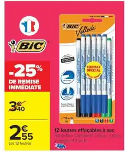 Carrefour 12 feutres effaçables à sec offre