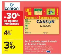 Carrefour Lot de 1 pochette + 1 carton à dessin offre