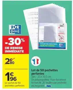Carrefour Lot de 50 pochettes perforées offre