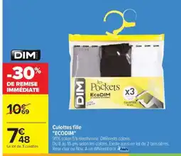 Carrefour Culottes fille ECODIM offre