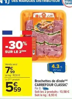 Carrefour Market Brochettes de dinde CARREFOUR CLASSIC offre