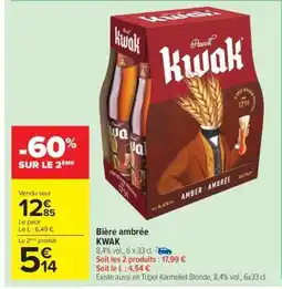 Carrefour Market BIÈRE AMBRÉE 'KWAK' offre