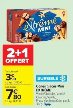 Carrefour Market Cônes glacés Mini EXTRÊME offre