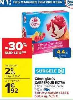 Carrefour Market Cônes glacés CARREFOUR EXTRA offre