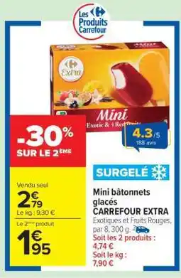 Carrefour Market Mini bâtonnets glacés CARREFOUR EXTRA offre