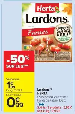 Carrefour Market Lardons Herta offre