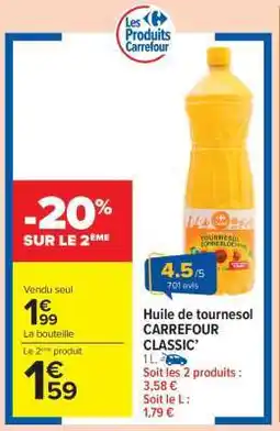 Carrefour Market HUILE DE TOURNESOL CARREFOUR CLASSIC offre