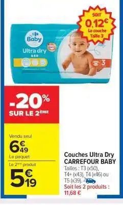 Carrefour Market Couches ultra dry CARREFOUR BABY offre