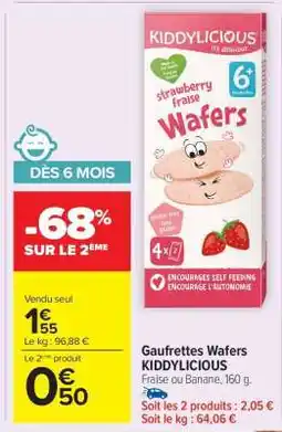 Carrefour Market Gaufrettes Wafers KIDDYLICIOUS offre