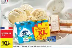 Carrefour Lait U.H.T. Format XL LACTEL Demi-écrémé, 10 x 1 L offre
