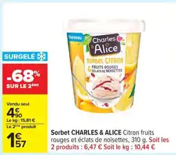 Carrefour Sorbet CHARLES & ALICE Citron offre