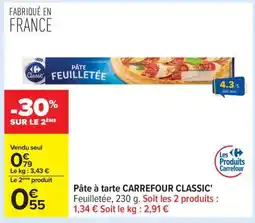 Carrefour Pâte à tarte CARREFOUR CLASSIC' offre