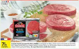 Carrefour Charal 4 steaks hachés pur bœuf 5% M.G offre