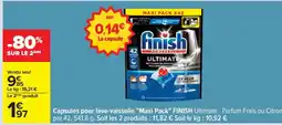 Carrefour Capsules pour lave-vaisselle Maxi Pack FINISH Ultimate offre