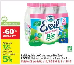 Carrefour Lait Liquide de Croissance Bio Éveil offre