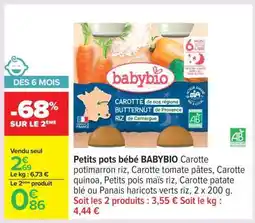 Carrefour Petits pots bébé BABYBIO offre