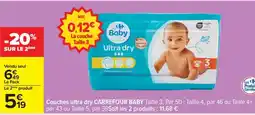 Carrefour Couches ultra dry CARREFOUR BABY Taille 3 offre