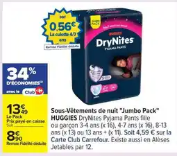 Carrefour Huggies DryNites Pyjama Pants offre