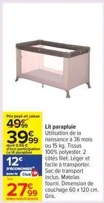 Carrefour Lit parapluie offre