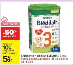 Carrefour Croissance + Blédilait BLEDINA 1-3 ans offre