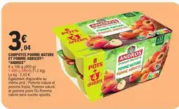 E.Leclerc COMPOTES POMME NATURE ET POMME ABRICOT 'ANDROS' offre