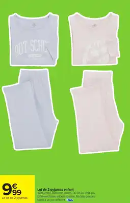 Carrefour Lot de 2 pyjamas enfant offre