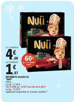 E.Leclerc BÂTONNETS GLACÉS X4 “NUII” offre