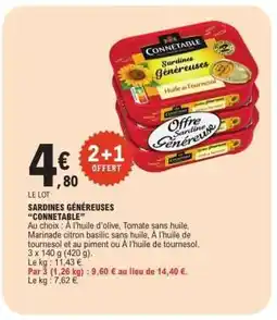 E.Leclerc Sardines Généreuses CONNÉTABLE offre
