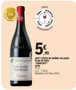 E.Leclerc AOP CÔTES DU RHÔNE VILLAGES PLAN DE DIEU PANICAUT 2020 offre