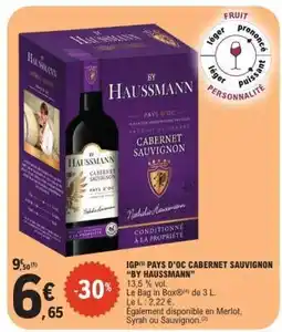 E.Leclerc IGP Pays d'Oc Cabernet Sauvignon 'By Haussmann' offre