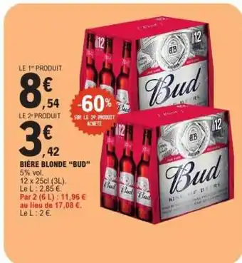 E.Leclerc Bière Blonde 'Bud' offre