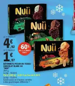 E.Leclerc Bâtonnets Pecan du Texas/Chocolat Blanc x4 'Nuii' offre