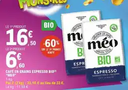 E.Leclerc Café en grains Espresso Bio Méo offre