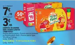 E.Leclerc COMPOTE EN GOURDE SANS SUCRES AJOUTÉS “POM’POTES” offre