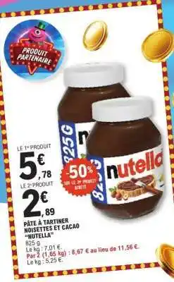 E.Leclerc Pâte À Tartiner Noisettes Et Cacao Nutella offre