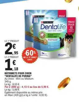 E.Leclerc BÂTONNETS POUR CHIEN “DENTALIFE DE PURINA” offre